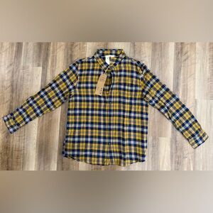 VSTR premium Men's Plaid Shirt in Yellow and Blue